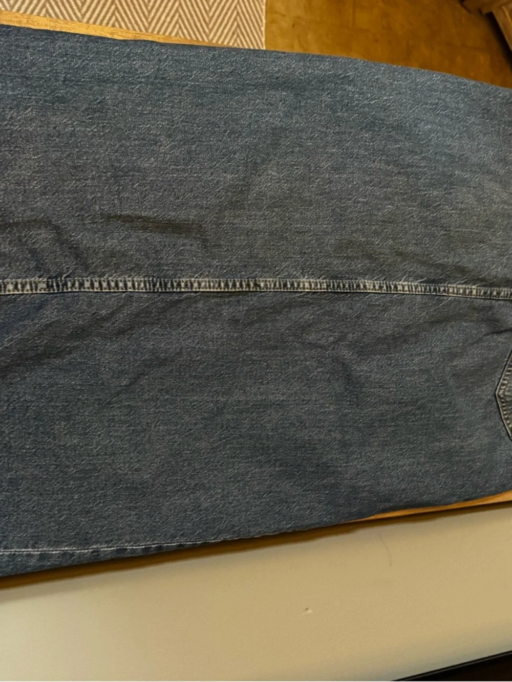 stradivarius Blue Straight-Leg Jeans Skirt with Front Slit raw hem - Picture 8 of 8